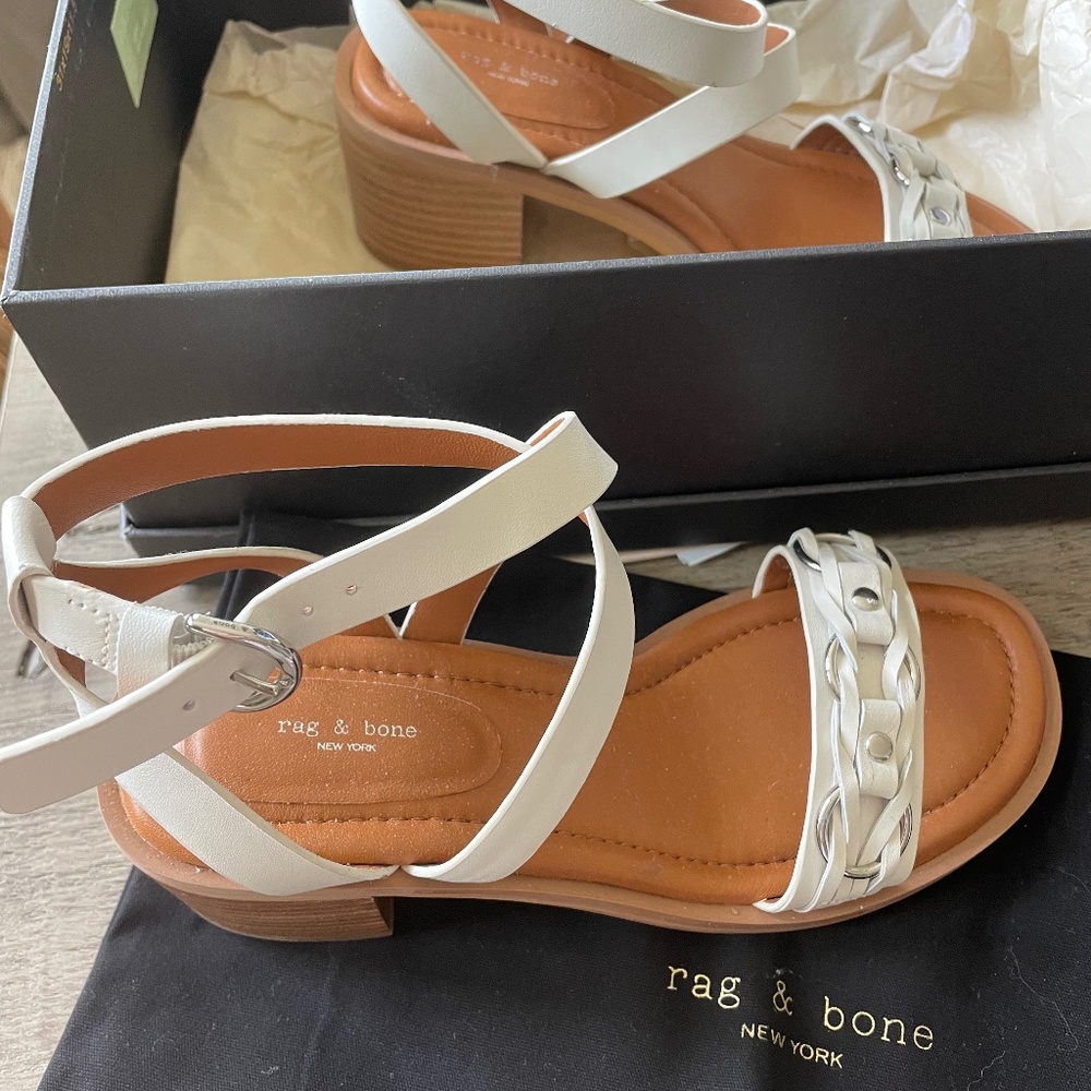 Rag and Bone white block heel sandal